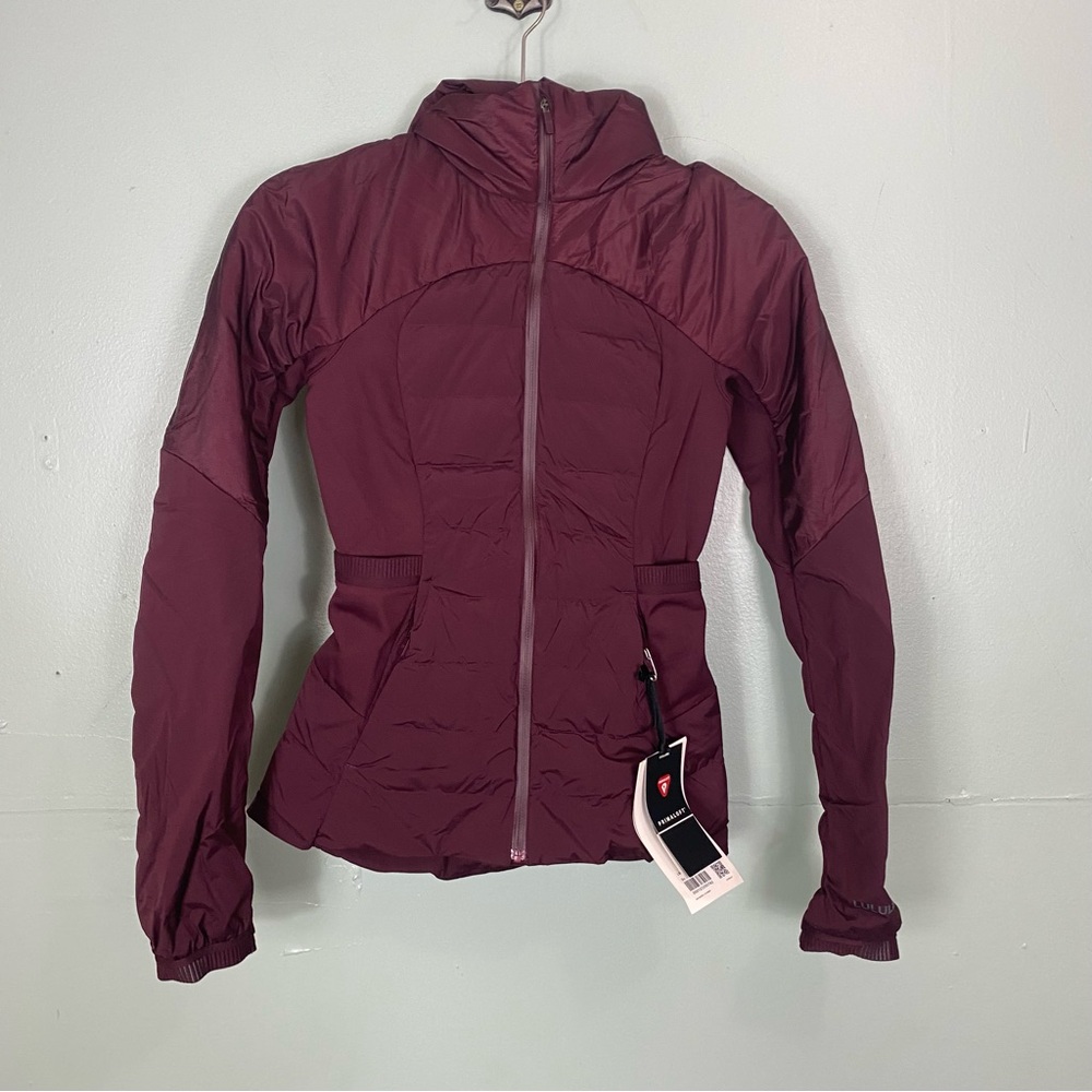 Lululemon Down For It All Jacket Zip Up Hooded Sz 2‎ Maroon